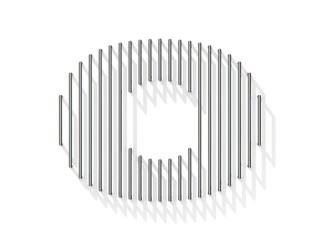 Silver, steel wire font. Letter O