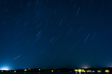 Star Trails Over a Lake at Night