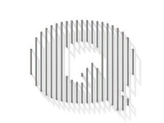 Silver, steel wire font. Letter Q