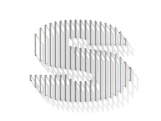 Silver, steel wire font. Letter S