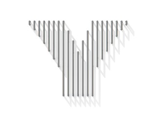 Silver, steel wire font. Letter Y