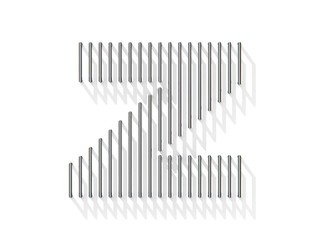 Silver, steel wire font. Letter Z