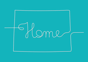 continuous line drawing of Colorado home sign
