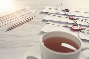 Letters with seal on table