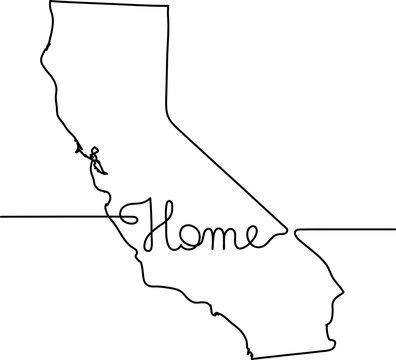 Continuous Line Drawing Of California Home Sign