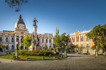 Plaza Murillo and Bolivian Palace of Government - La Paz, Bolivia - obrazy, fototapety, plakaty