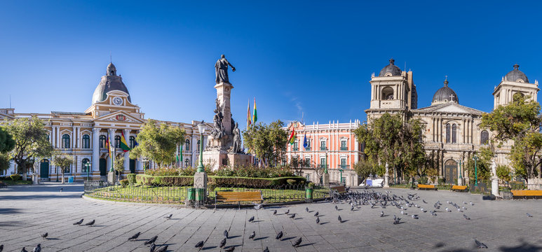 Plaza Murillo, Bolivian Palace of Government and Metropolitan Cathedral - La Paz, Bolivia