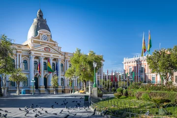 Fotobehang Plaza Murillo and Bolivian Palace of Government - La Paz, Bolivia © diegograndi