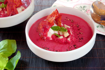 Beet soup - cold served healthy meal