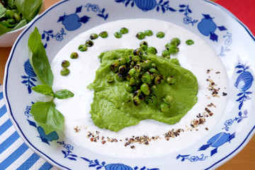 Green peas soup - cold served healthy meal