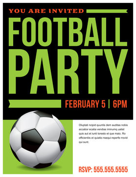 Football Soccer Party Flyer Invitation Illustration
