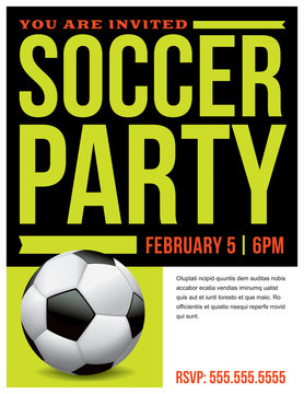 Soccer Party Flyer Invitation Illustration