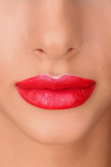 Obraz premium Classic red lips. Close up