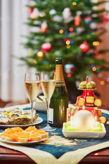 Table set for Christmas dinner