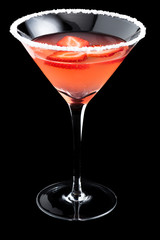 strawberry margarita cocktails on black background