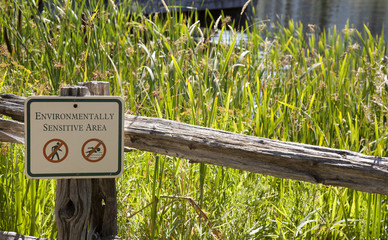 environmentally sensitive area sign to preserve natural surround