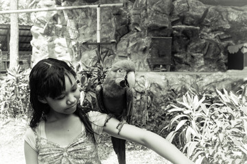 Girl and Macaw