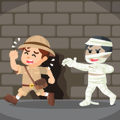 explorer chased by living mummy