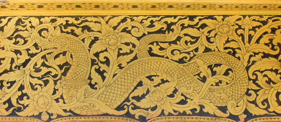 Thailand-November 5, 2015:Close up of decorated wall in front of, Thailand temple