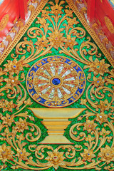 Thailand-November 5, 2015:Close up of decorated wall in front of, Thailand temple