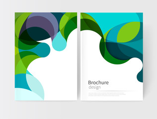 vector white business brochure cover template.modern abstract background green and blue waves .EPS 10