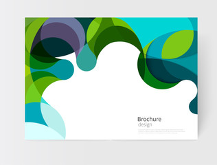 vector white business brochure cover template.modern abstract background green and blue waves .EPS 10