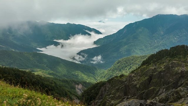 A sea of clouds in Hehuanshan National Forest park . taiwan