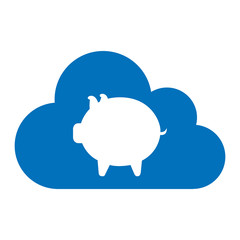 cloud computing with piggy icon vector illustration design