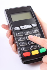 Using payment terminal, enter personal identification number