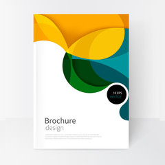 vector white business brochure cover template.modern abstract background green, yellow and blue waves .