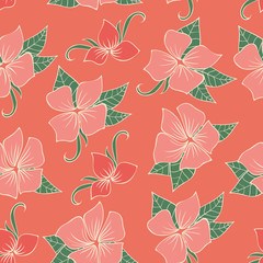 Floral seamless pattern with pink flowers