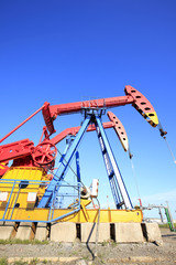 Oil field, oil pump in the work