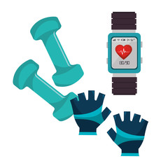 cartoon fitness sport elements design vector illustration eps 10