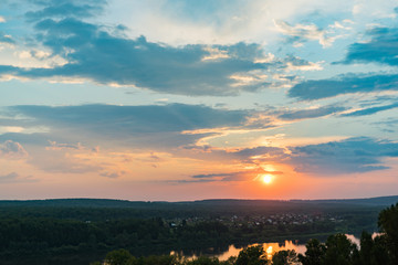 Fototapeta premium Sunset on the river.