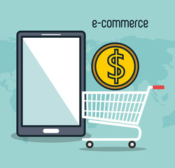 e-commerce smartphone shop online design vector illustration eps 10