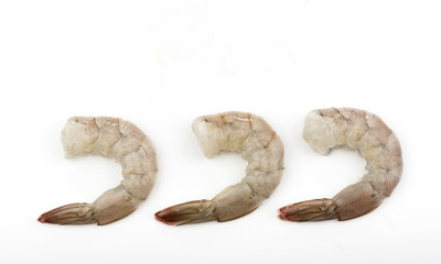 Obraz premium Raw shrimp on white background