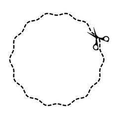 cut scissor frame lines figure vector illustration design