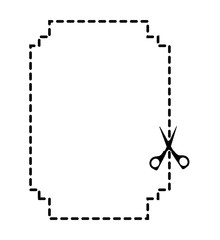 cut scissor frame lines figure vector illustration design