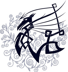 The image in the form of stylized Celtic Dragon with swing wings