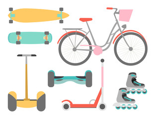Means of transport vector icons set