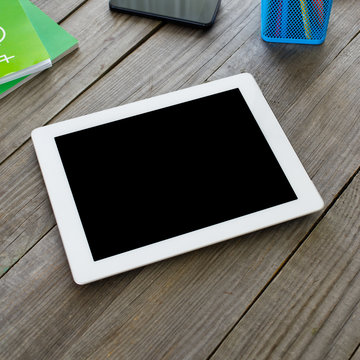 White tablet with blank screen