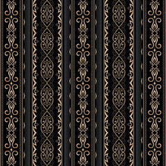 Vector line art seamless border for design template.