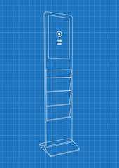 Blueprint of Advertising Display with Brochure Holder