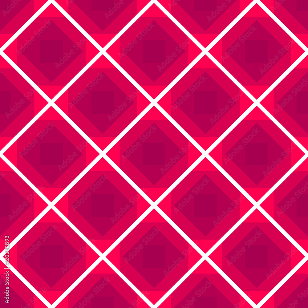 Poster seamless checkered tablecloth vector background with rhombus pink color pattern, repeated backdrop w