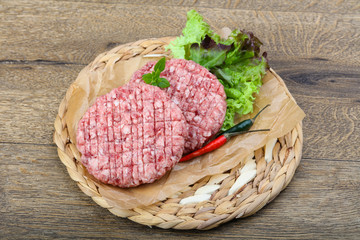 Raw burger cutlet