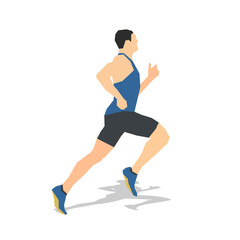Fototapeta na wymiar Running man, flat design. Abstract vector runner illustration. R