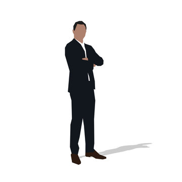Businessman standing with folded arm, abstract vector illustrati