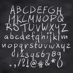 Vector illustration of alphabet in chalk - obrazy, fototapety, plakaty