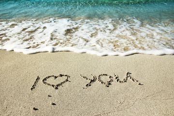 the inscription on the sand seashore
