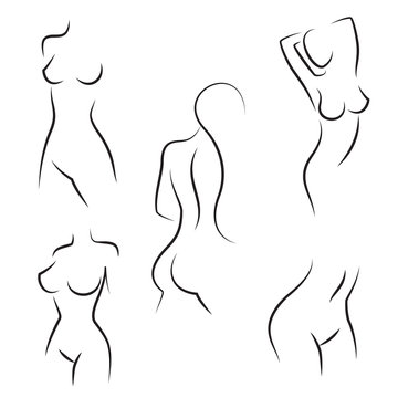 Nude woman silhouettes vector